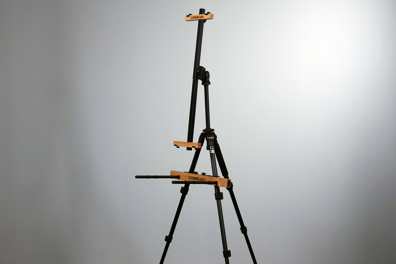 LederEasel and Pallet Holder shown attached to a tripod